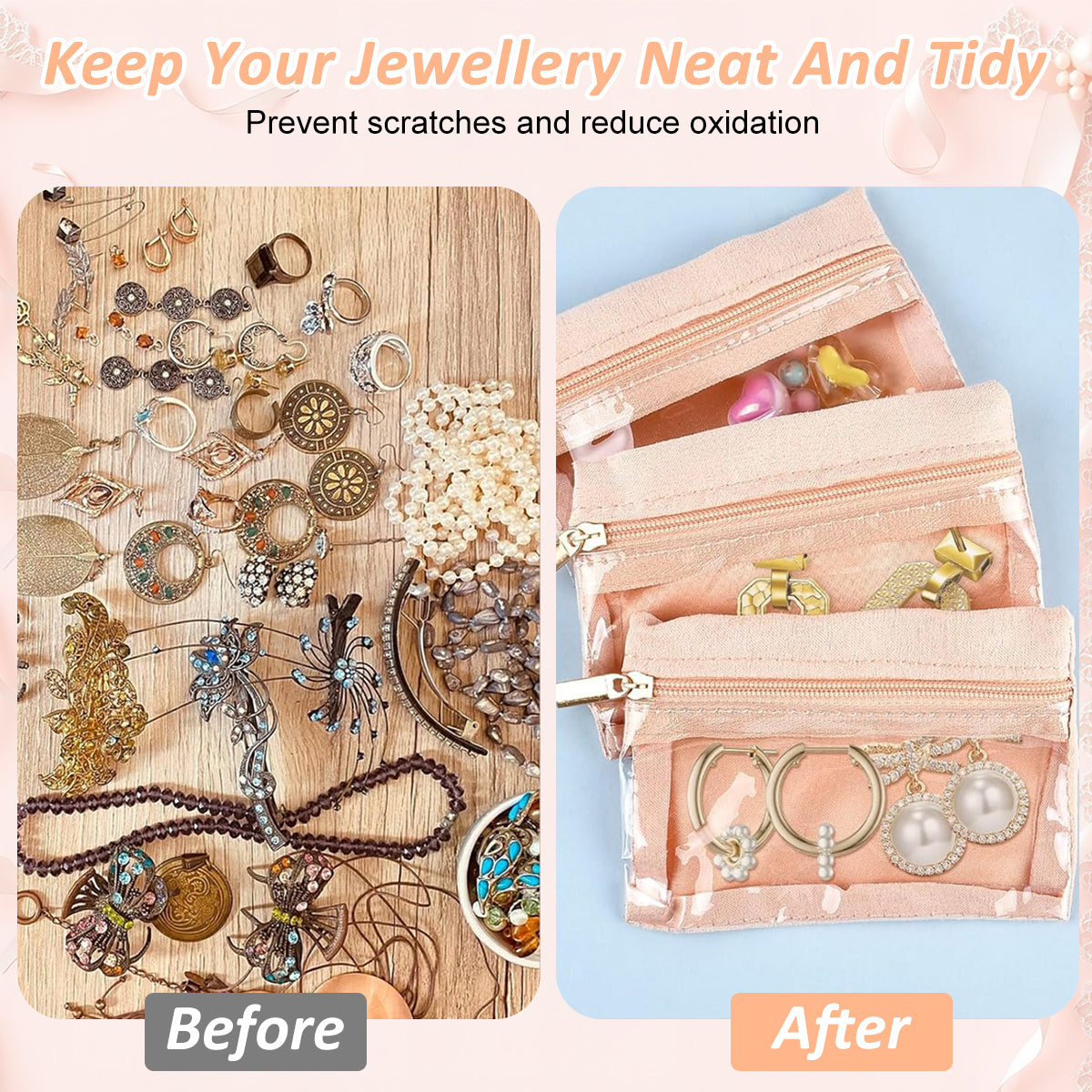 MAYCREATE 6Pcs Jewellery Organisers Pouch Travel Ziplock Jewellery Organisers Small Velvet Jewellery Pouches for Storage Jewellery Pouch for Necklaces Bracelets Rings Earrings Brooches - Pink MAYCREATE 6Pcs Jewellery Organisers Pouch Travel Ziplock Jewellery Organisers Small Velvet Jewellery Pouches for Storage Jewellery Pouch for Necklaces Bracelets Rings Earrings Brooches - Pink